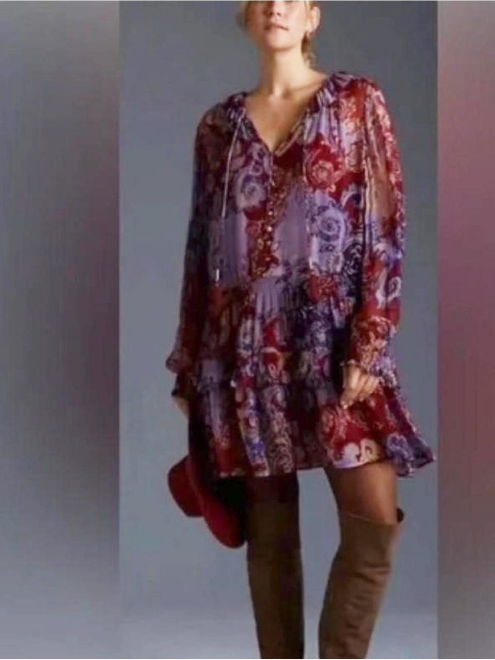 Anthropologie Marais Printed Chiffon Mini Dress